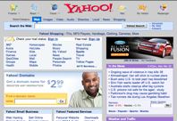 Yahoo! with a grey background