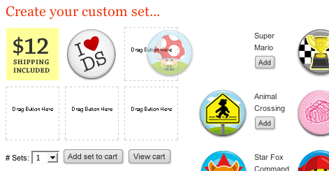 Click-and-drag DS Buttons shopping cart