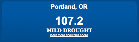 DroughtScore results - Portland is in mild drought