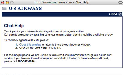 US Airways - Live help